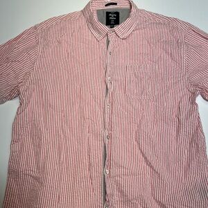 Artistry In Motion Button Up Shirt Men's 2XL Short Sleeve Pink Strips